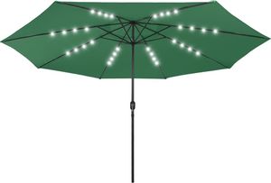 vidaXL Parasol ogrodowy z LED i metalowym słupkiem, 400 cm, zielony 1