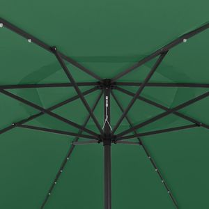 vidaXL Parasol ogrodowy z LED i metalowym słupkiem, 400 cm, zielony 2