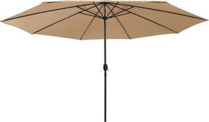 vidaXL Parasol ogrodowy z LED i metalowym słupkiem, 400 cm, taupe 3