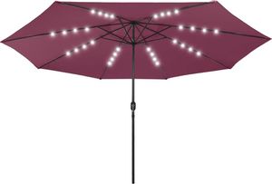 vidaXL Parasol ogrodowy z LED i stalowym słupkiem, 400 cm, bordowy 1