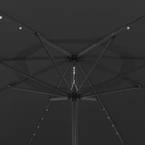 vidaXL Parasol ogrodowy z LED i metalowym słupkiem, 400 cm, czarny 2