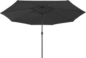vidaXL Parasol ogrodowy z LED i metalowym słupkiem, 400 cm, czarny 4
