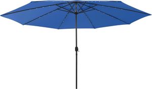 vidaXL Parasol ogrodowy z LED i metalowym słupkiem, 400 cm, lazurowy 3