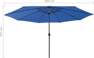 vidaXL Parasol ogrodowy z LED i metalowym słupkiem, 400 cm, lazurowy 7