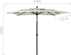 vidaXL 3-poziomowy parasol na aluminiowym słupku, piaskowy, 2,5x2,5 m 8