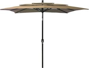 vidaXL 3-poziomowy parasol na aluminiowym słupku, taupe, 2,5x2,5 m 1