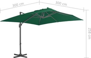 vidaXL Parasol wiszący na aluminiowym słupku, zielony, 300x300 cm 7