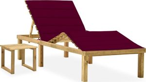 vidaXL Leżak ogrodowy ze stolikiem i poduszką, impregnowana sosna 1