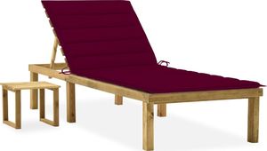 vidaXL Leżak ogrodowy ze stolikiem i poduszką, impregnowana sosna 1