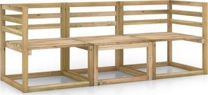 vidaXL Ogrodowa sofa 3-osobowa, impregnowane na zielono drewno sosnowe 1