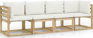 vidaXL Ogrodowa sofa 4-os. z kremowymi poduszkami 1