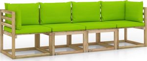 vidaXL Ogrodowa sofa 4-os. z jasnozielonymi poduszkami 1