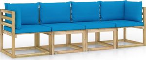 vidaXL Ogrodowa sofa 4-os. z jasnoniebieskimi poduszkami 1