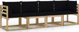 vidaXL Ogrodowa sofa 4-os. z czarnymi poduszkami 1