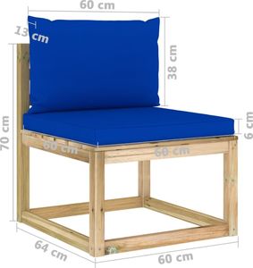 vidaXL Ogrodowa sofa środkowa z poduszkami, impregnowana sosna 6