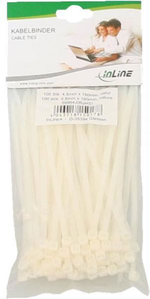 Organizer InLine Opaska zaciskowa Biały 100 sztuk  (59964J) 2