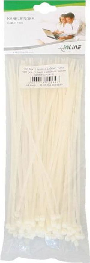 Organizer InLine Opaska zaciskowa Biały 100 sztuk  (59964G) 2