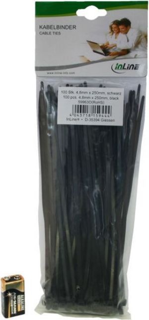 Organizer InLine Opaska zaciskowa Czarny 100 sztuk  (59963O) 2