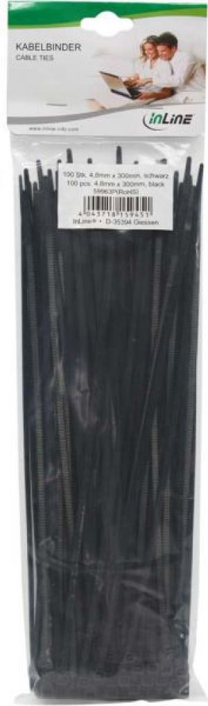 Organizer InLine Opaska zaciskowa Czarny 100 sztuk  (59963P) 2