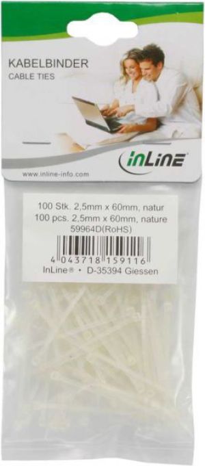 Organizer InLine Opaska zaciskowa Biały 100 sztuk  (59964D) 2