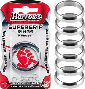 Harrows Zestaw pierścieni do shaftów Supergrip spare rings srebrne (6 szt.) Uniwersalny 1