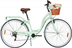 MalTrack Rower Miejski Citybike Dreamer 6-speed Mint 28" + Koszyk Paris 4