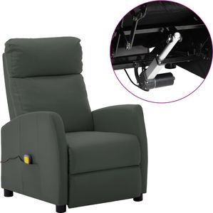 vidaXL Rozkładany fotel masujący, elektryczny, szary, ekoskóra 1