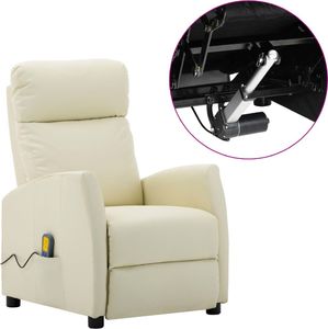vidaXL Rozkładany fotel masujący, elektryczny, kremowy, ekoskóra 1