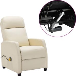 vidaXL Elektryczny fotel rozkładany, masujący, kremowy, sztuczna skóra 1