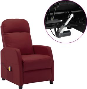 vidaXL Rozkładany fotel masujący, elektryczny, kolor wina, ekoskóra 1