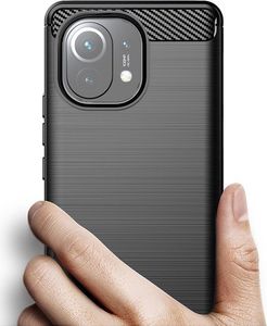 Hurtel Carbon Case elastyczne etui pokrowiec Xiaomi Mi 11 czarny 3