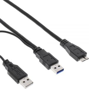 Kabel USB InLine 2x USB-A - micro-B 1 m Czarny (35410Y) 1