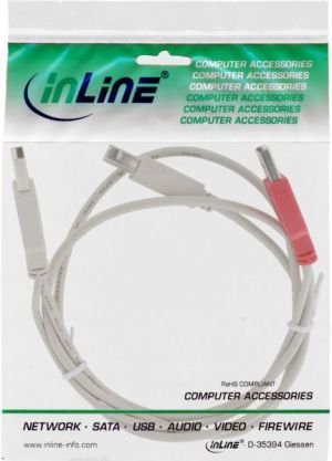 Kabel USB InLine 2x USB-A - USB-B 1 m Szary (34510X) 2