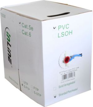 InLine Patch kabel SF/UTP Cat.5e AWG26 CCA PVC niebieski 100m (72099B) 2