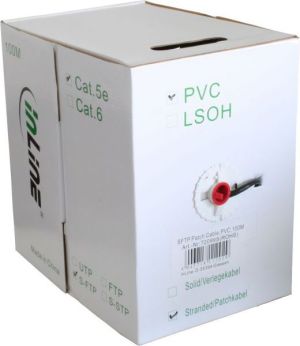 InLine Patchcord sieciowy SF/UTP, Cat.5e, AWG26, CCA, PVC, czarny, 100m (72099S) 2