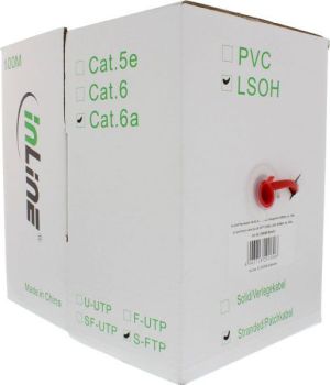 InLine Kabel instalacyjny S/FTP, PiMF, Cat.6A, halogen free, 500MHz, czerwony 100m (76899R) 2