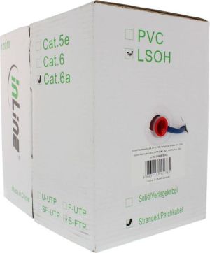 InLine Kabel instalacyjny S/FTP, PiMF, Cat.6A, halogen free, 500MHz, niebieski 100m (76899B) 2