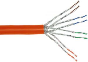 InLine Kabel instalacyjny S/FTP, PiMF, Cat.7a, AWG23, 1200MHz, halogen free, pomarańczowy, 500m (77500I) 1