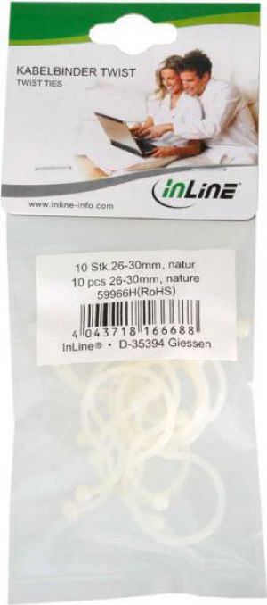 Organizer InLine Opaski twist do porządkowania kabli, 26-30 mm, białe, 10 sztuk (59966H) 3