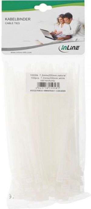 Organizer InLine Opaska zaciskowa Biały 100 sztuk  (59974A) 2
