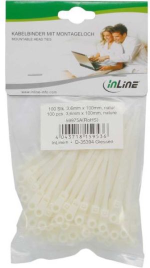 Organizer InLine Opaska zaciskowa Biały 100 sztuk  (59975A) 2