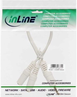 Kabel InLine Jack 3.5mm - Jack 3.5mm x2 0.1m biały (99300G) 2