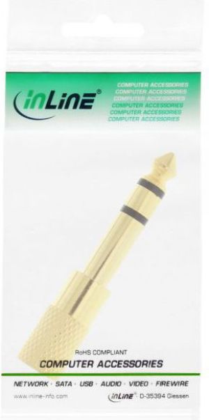 Adapter AV InLine Jack 3.5mm - Jack 6.3mm złoty (99305P) 3
