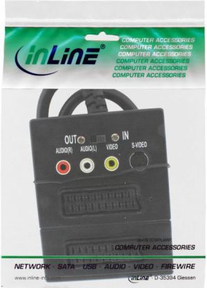 InLine SCART x2 RCA (Cinch) x3 DIN 4 PIN Mini SCART, 0.2m, Czarny (89959C) 2