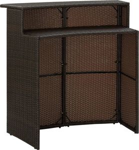 vidaXL 3-cz. zestaw mebli barowych do ogrodu, z poduszkami, brązowy 4