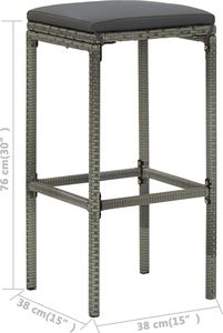 vidaXL 4-cz. zestaw mebli barowych do ogrodu, z poduszkami, szary 8