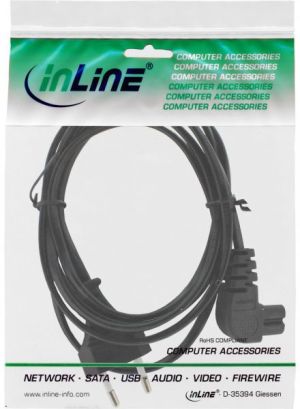 Kabel zasilający InLine Euro Typ C- Euro 8 C7 kątowy czarny 2m (16654G) 2