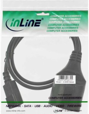 Kabel zasilający InLine C14 plug - German Typ F socket czarny 1m (16659A) 2
