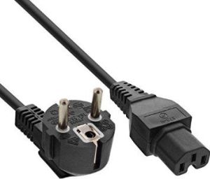 Kabel zasilający InLine CEE7/7 kątowy - C15 prosty 3 x 1mm2 (16810D) 1