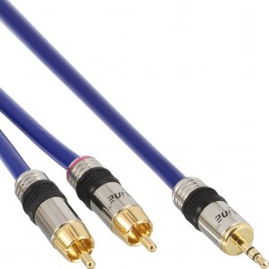 Kabel InLine Jack 3.5mm - RCA (Cinch) x2 20m niebieski (89937P) 1
